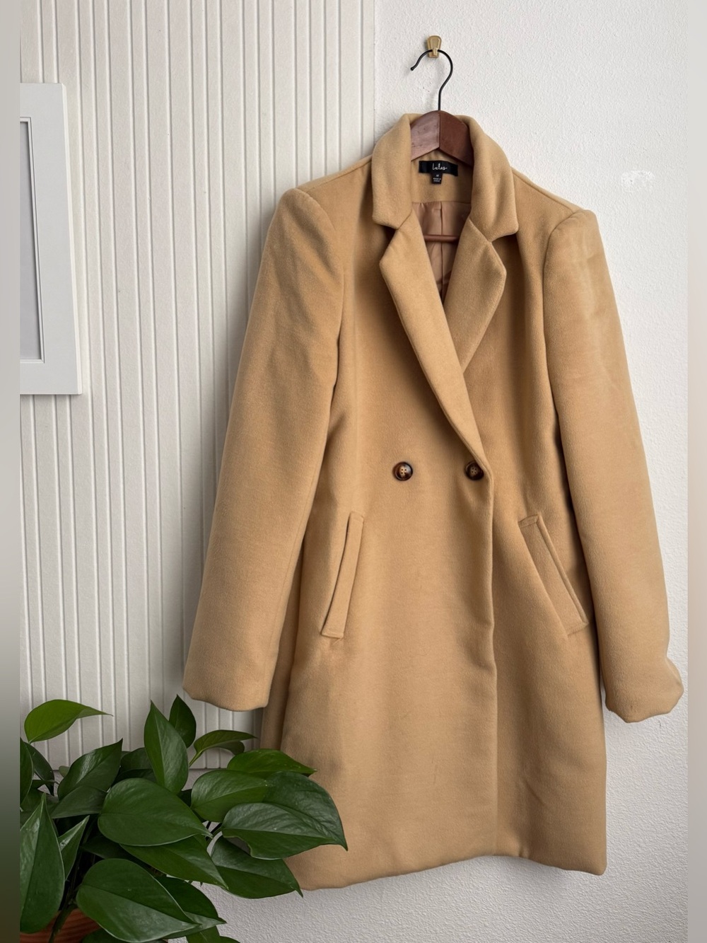 Lulus Harriet Long Double-breasted Tan Brown Camel Coat